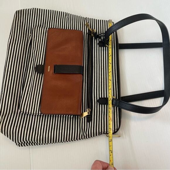 Fossil Kinley Shopper bag large shoulder bag black and white striped - Picture 5 of 16